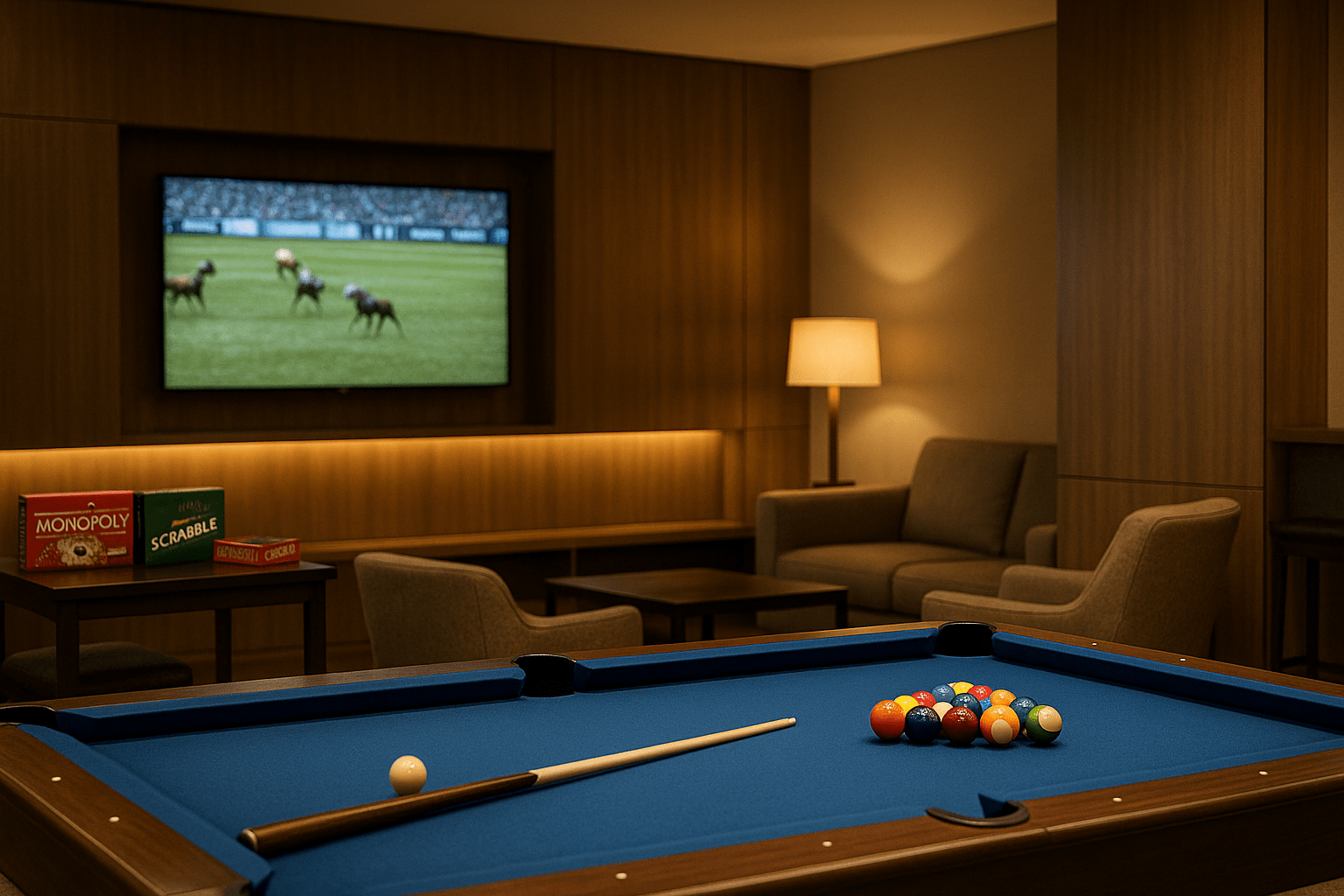 Juegos de mesa y billar en la sala VIP